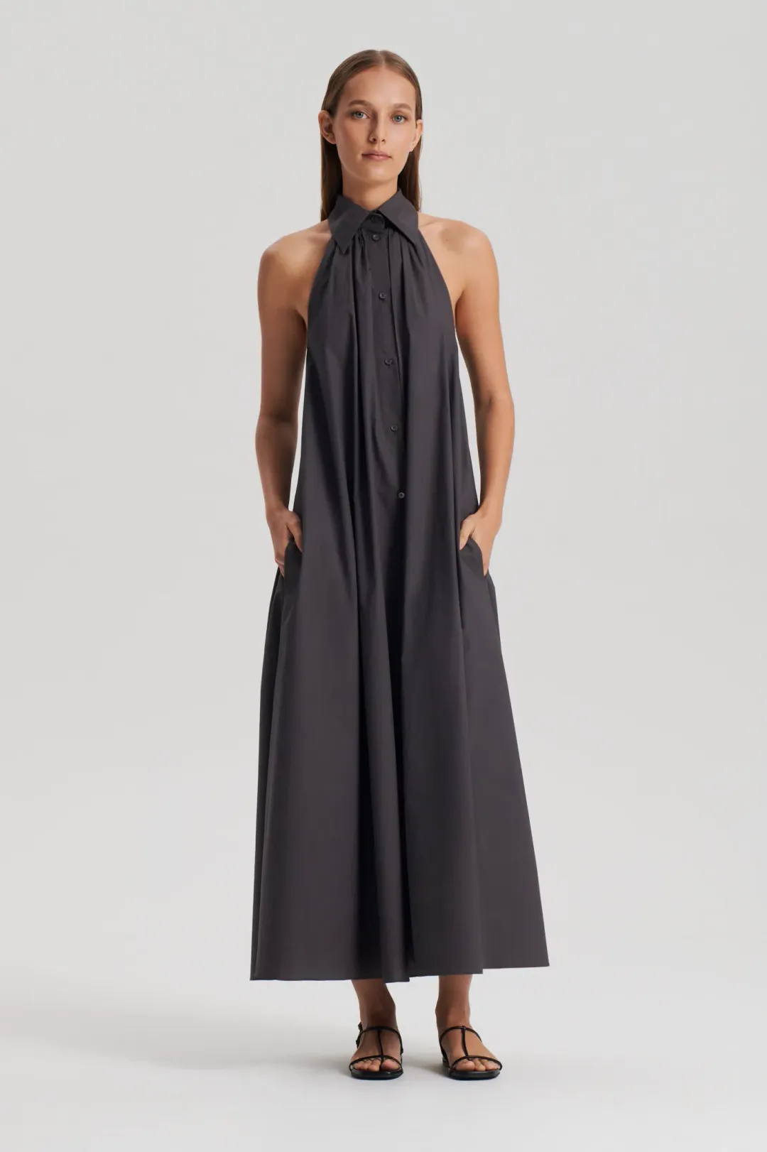 Scanlan Theodore Parachute Sleeveless Shirt Dress Espresso Size AU 8 for rent on The Volte - main image
