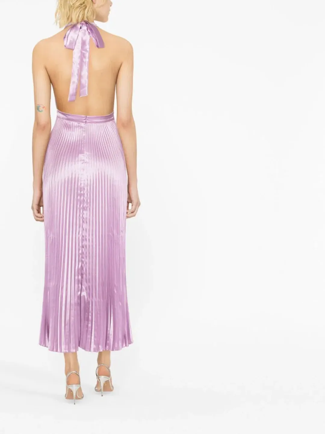 L'Idée Pleated Halterneck Dress Violet Purple Size 8 for rent on The Volte - main image