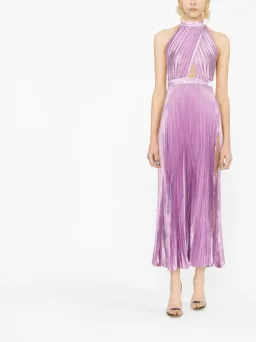 L'Idée Pleated Halterneck Dress Violet Purple Size 8 for rent on The Volte - image 1
