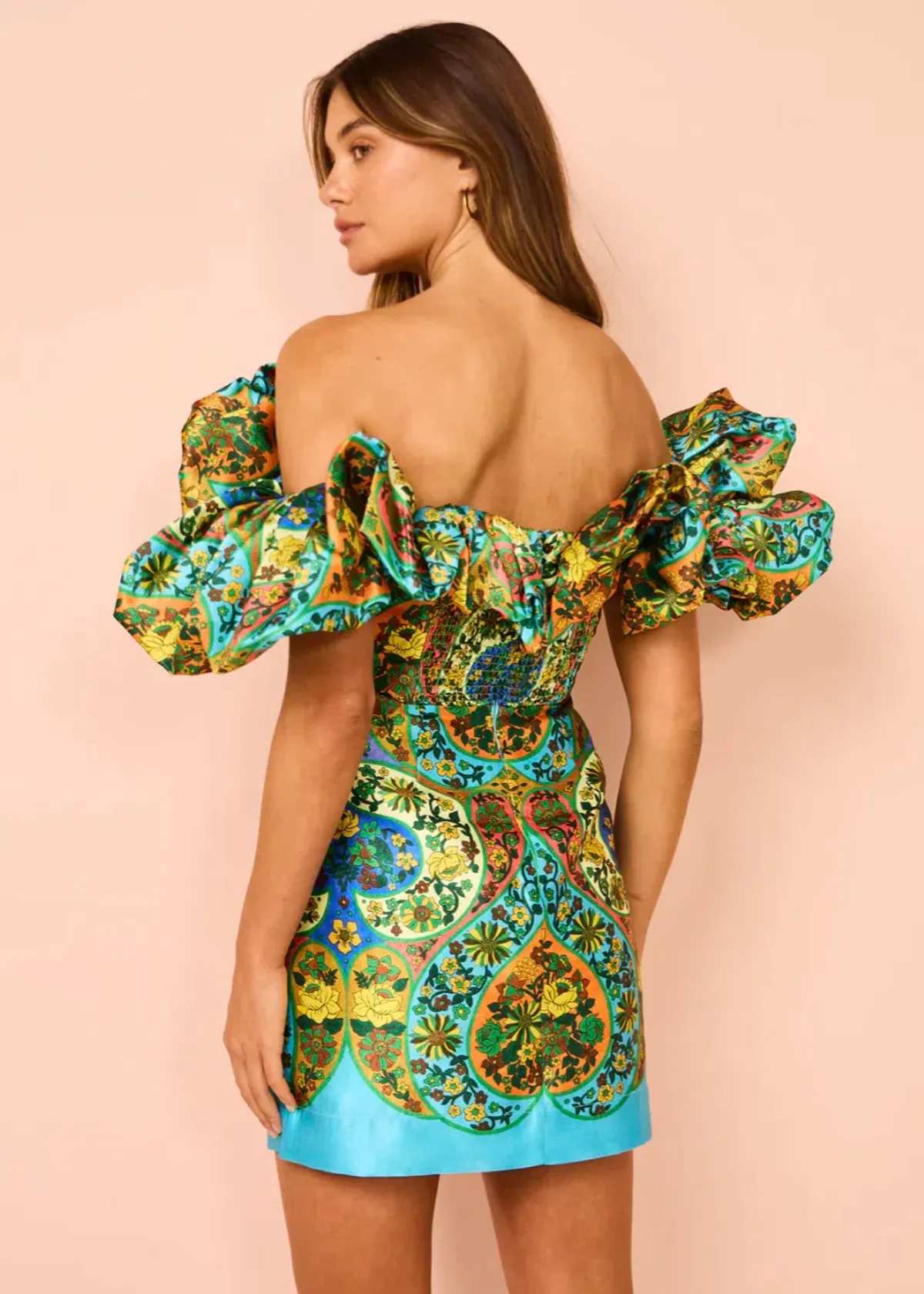 Alemais Sofie Off Shoulder Mini Dress Multi Floral Size 10 - Image 3