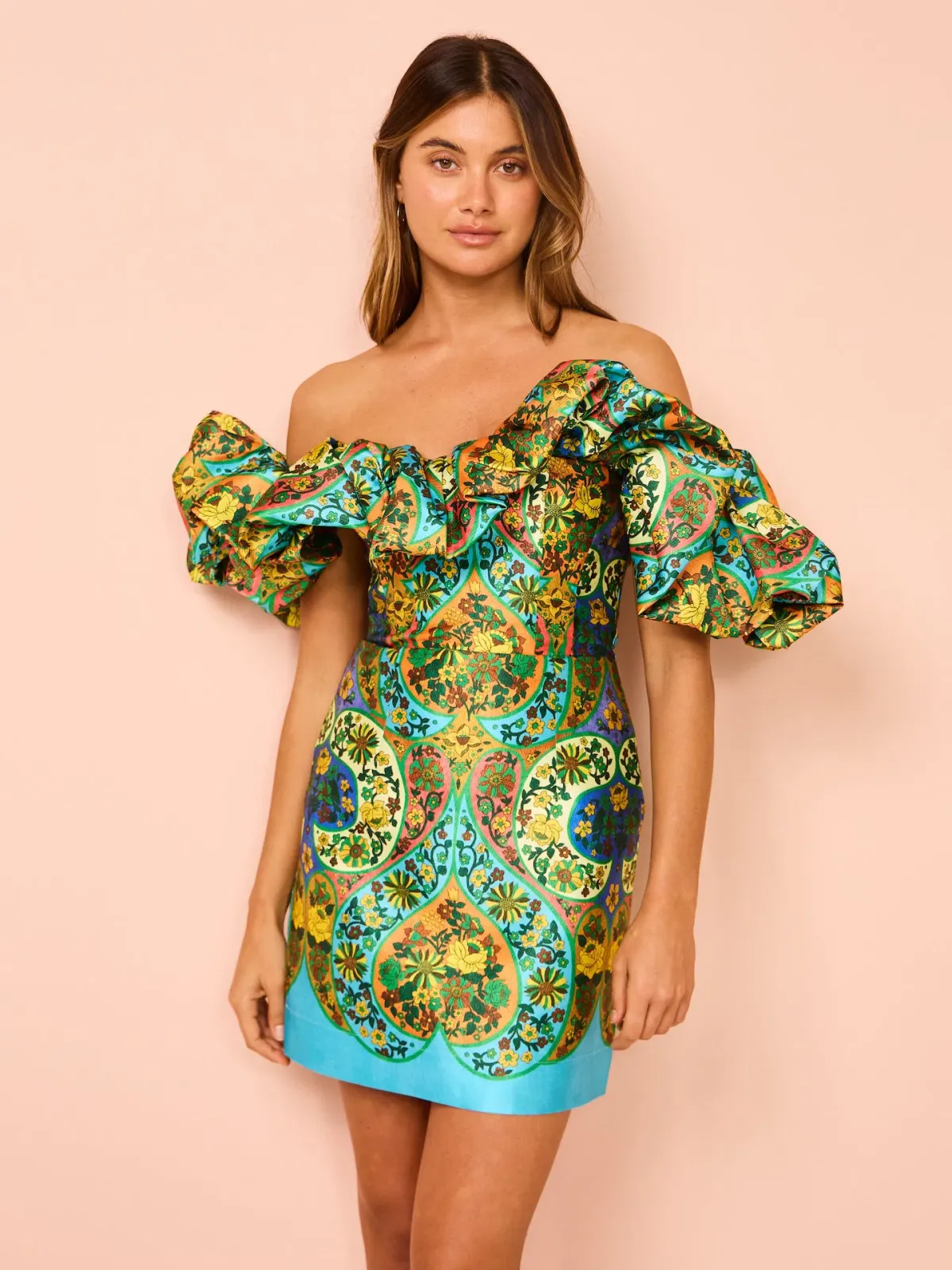 Alemais Sofie Off Shoulder Mini Dress Multi Floral Size 10 - Image 1