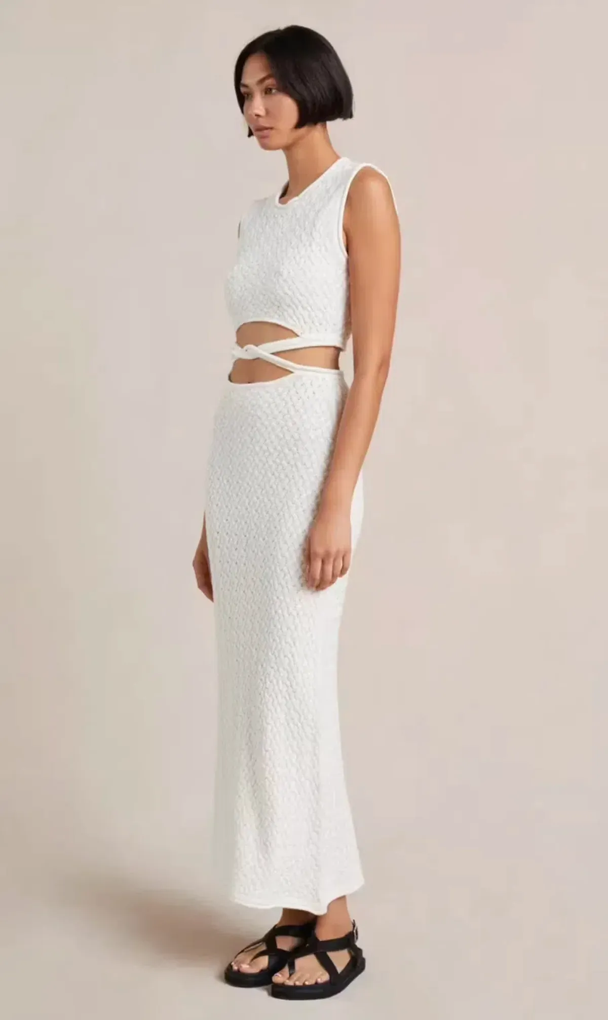 Bec & Bridge Effie Knit Cut Out Midi Dress White Size 8 - Image 2