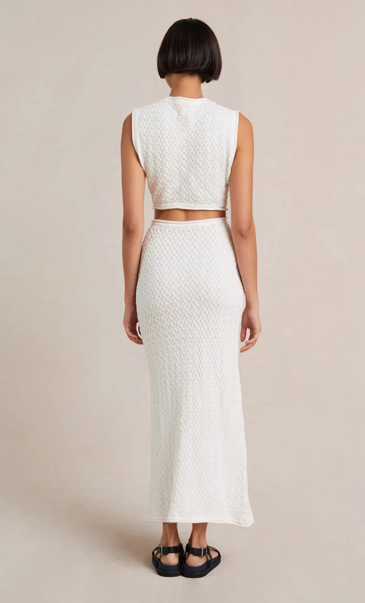 Bec & Bridge Effie Knit Cut Out Midi Dress White Size 8 - Image 3