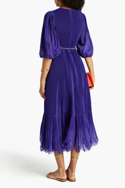 Zimmermann Pleated Midi Dress in Lapis Size 0P / AU 6 for rent on The Volte - image 2