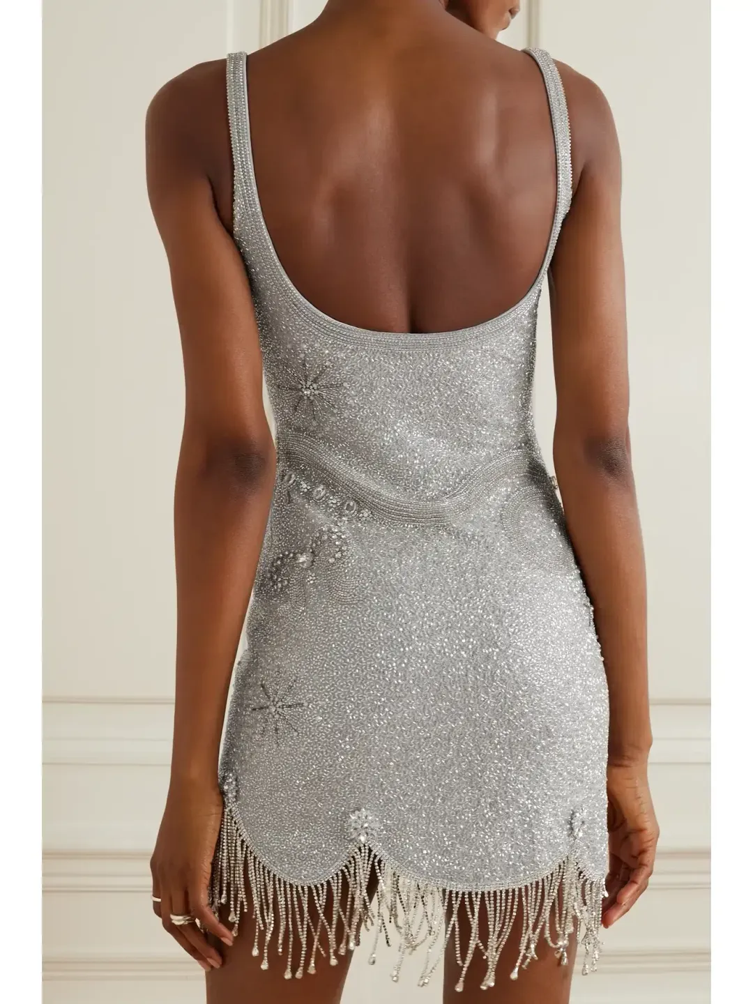 Clio Peppiatt Charm Fringe Mini Dress Silver Size XS / AU 6 for rent on The Volte - main image