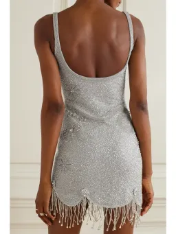 Clio Peppiatt Charm Fringe Mini Dress Silver Size XS / AU 6 for rent on The Volte - image 5