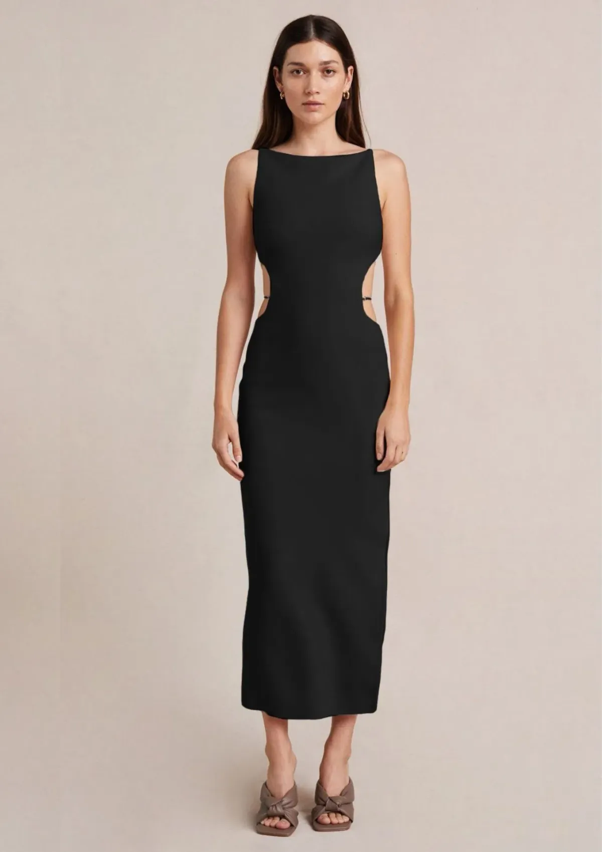 Bec & Bridge Cammi Cut Out Midi Dress Black Size 12 - Image 1