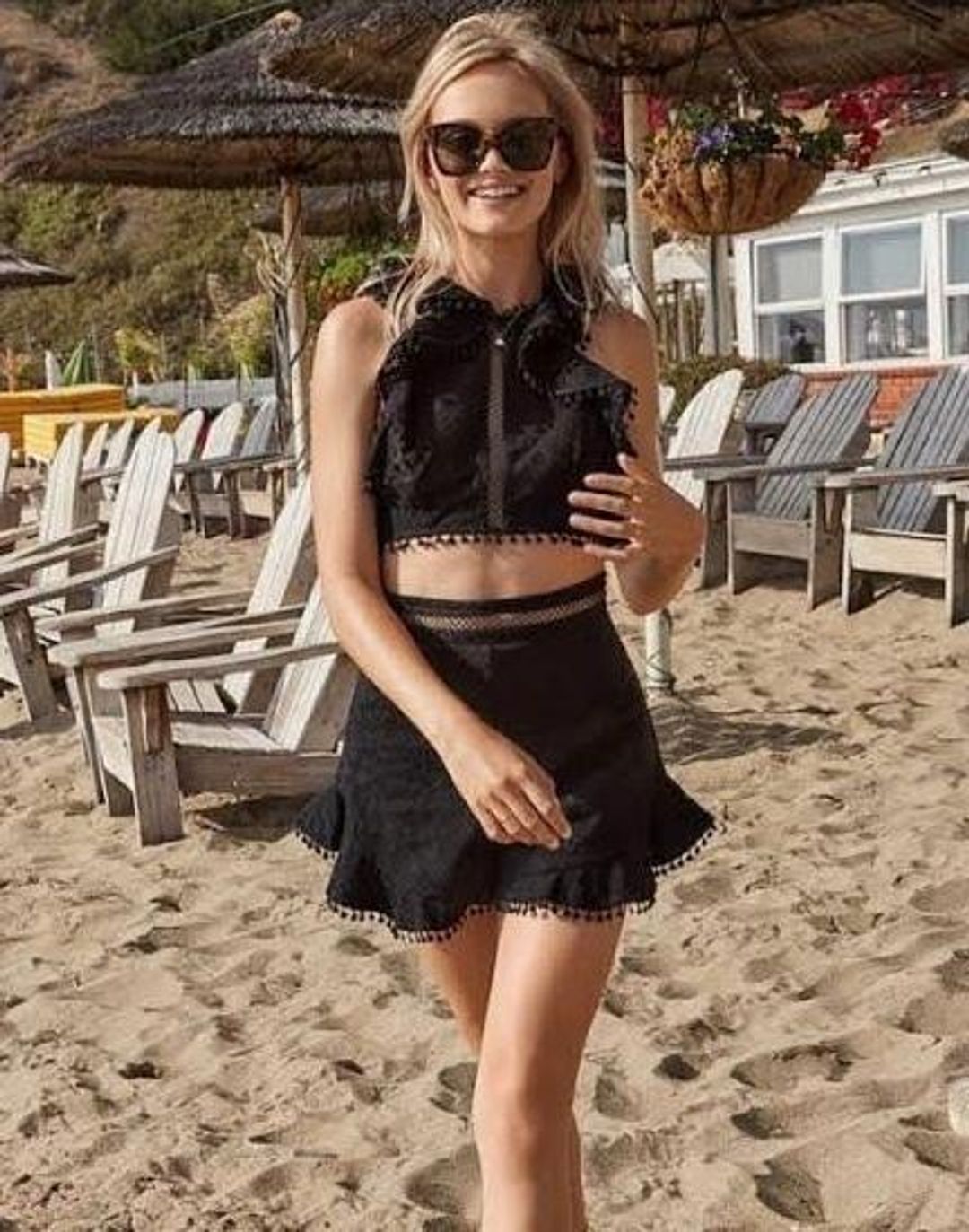 Zimmermann Caravan Flutter Top and Short Set Black Size 0 / Au 8 for rent on The Volte - main image