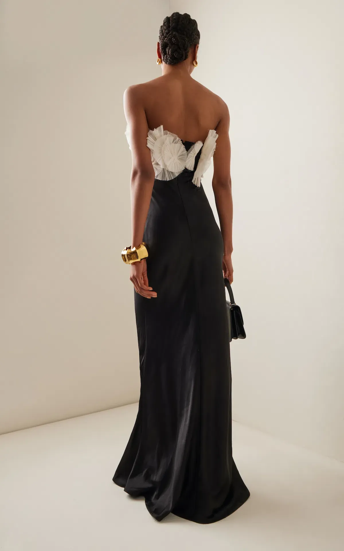 Rachel Gilbert Eyelar Gown Black/Coconut Size 12 - Image 2