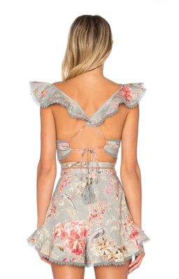Zimmermann Mercer Flutter Frill Top Size 1/AU 10 and Shorts Size 0/AU 8 Set Blue Floral for rent on The Volte - image 5