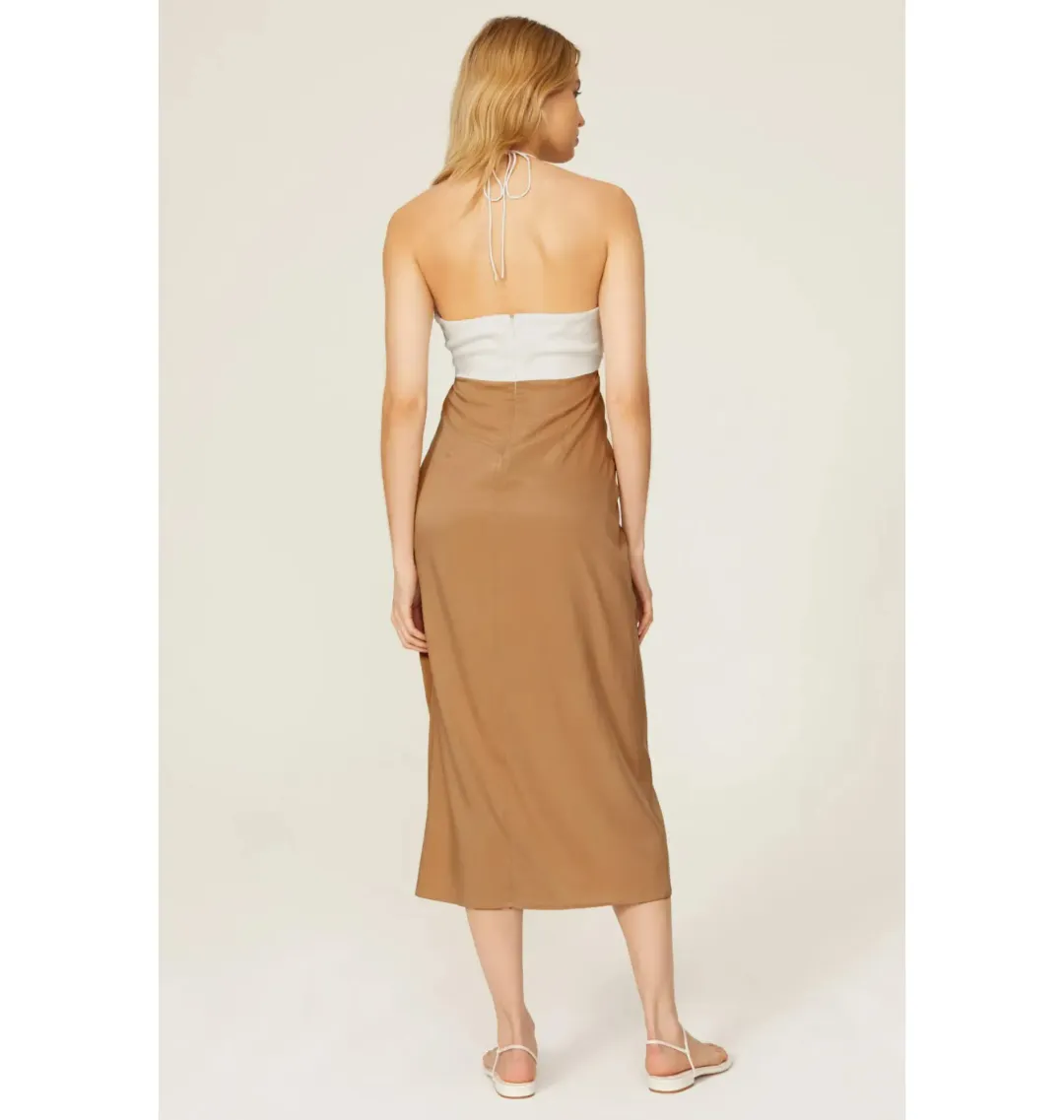 Third Form Lets Split Slip Dress Off White And Tan Size AU 14 for rent on The Volte - main image