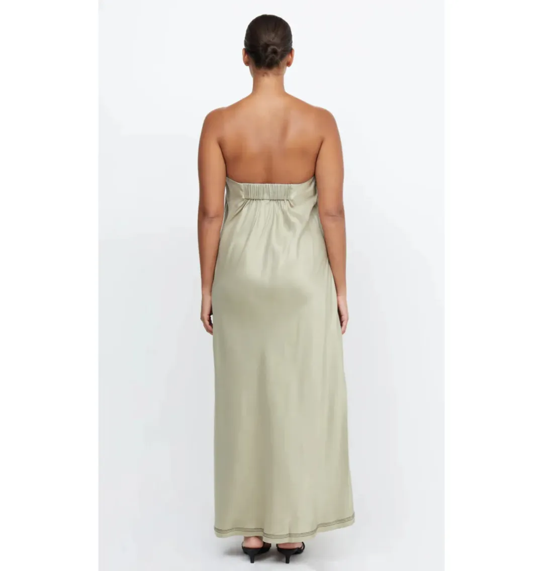 Bec And Bridge Tillie Strapless Maxi Dress Sage Size AU 12 for rent on The Volte - main image