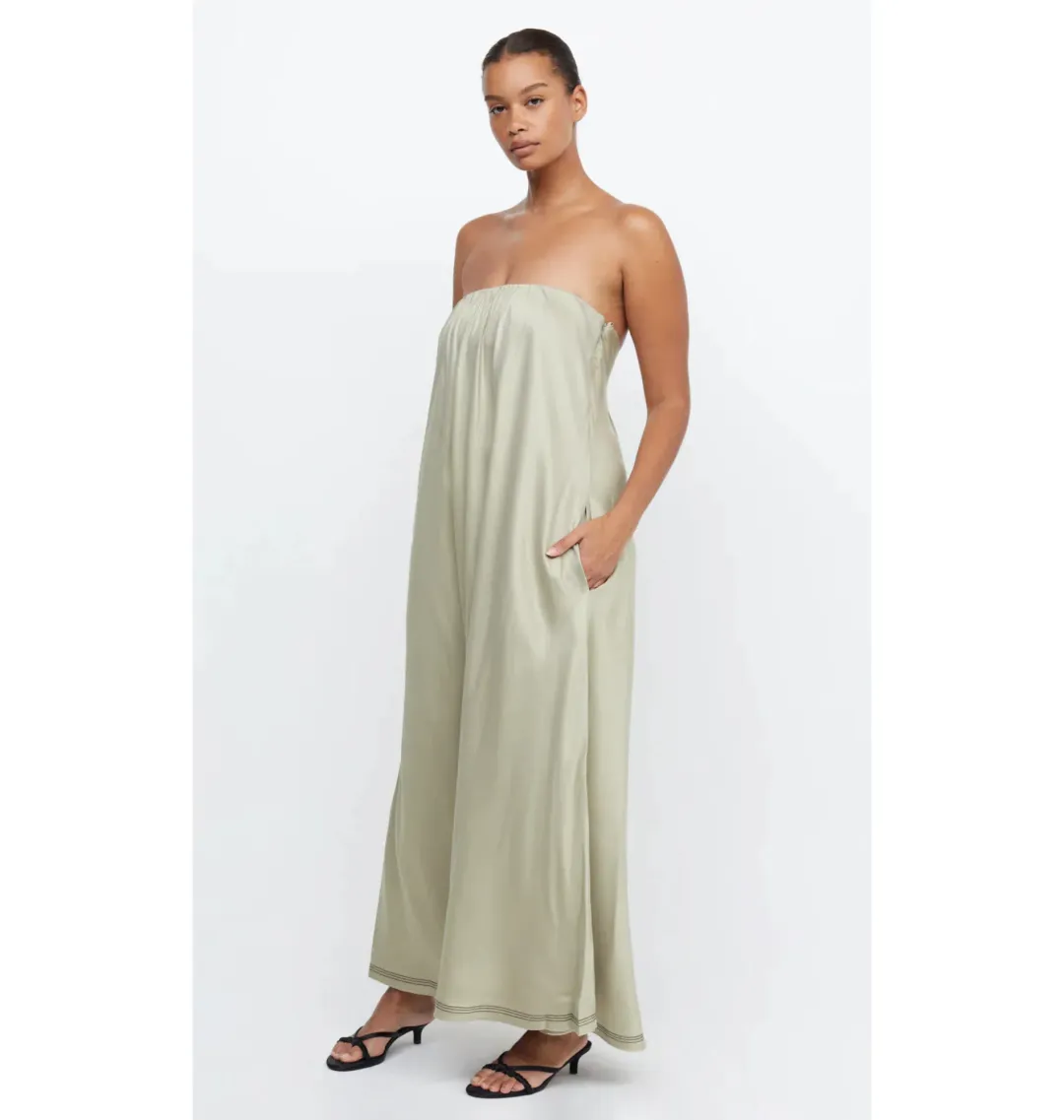 Bec And Bridge Tillie Strapless Maxi Dress Sage Size AU 12 for rent on The Volte - main image