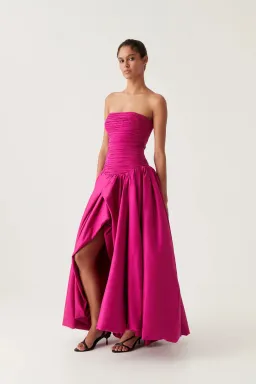 Aje Violette Bubble Hem Maxi Dress Deep Magenta Size AU 10 for rent on The Volte - image 2