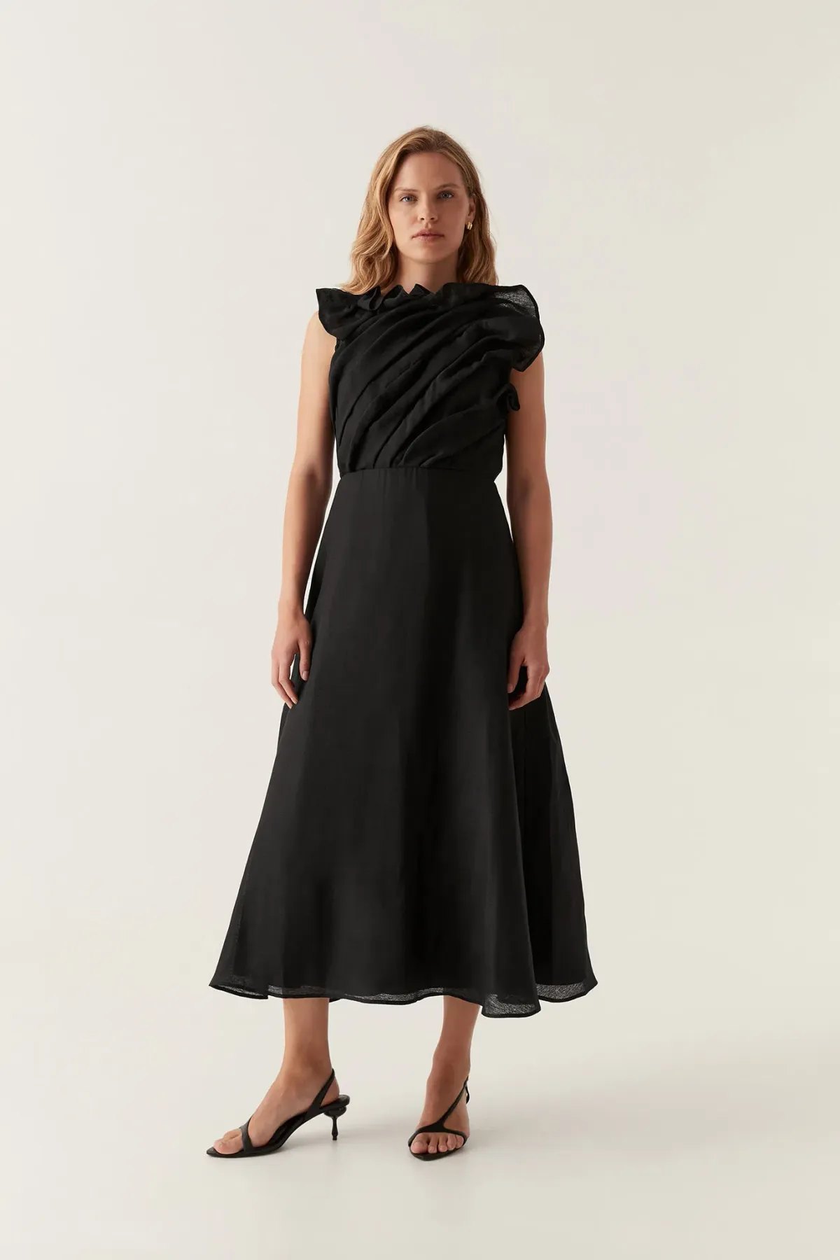 Aje Genesis Midi Dress Black Size 14 for rent on The Volte - main image