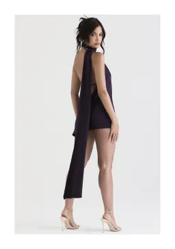 House of CB Aida Mini Backless Dress Nightshade Size S / AU 8 for rent on The Volte - image 2