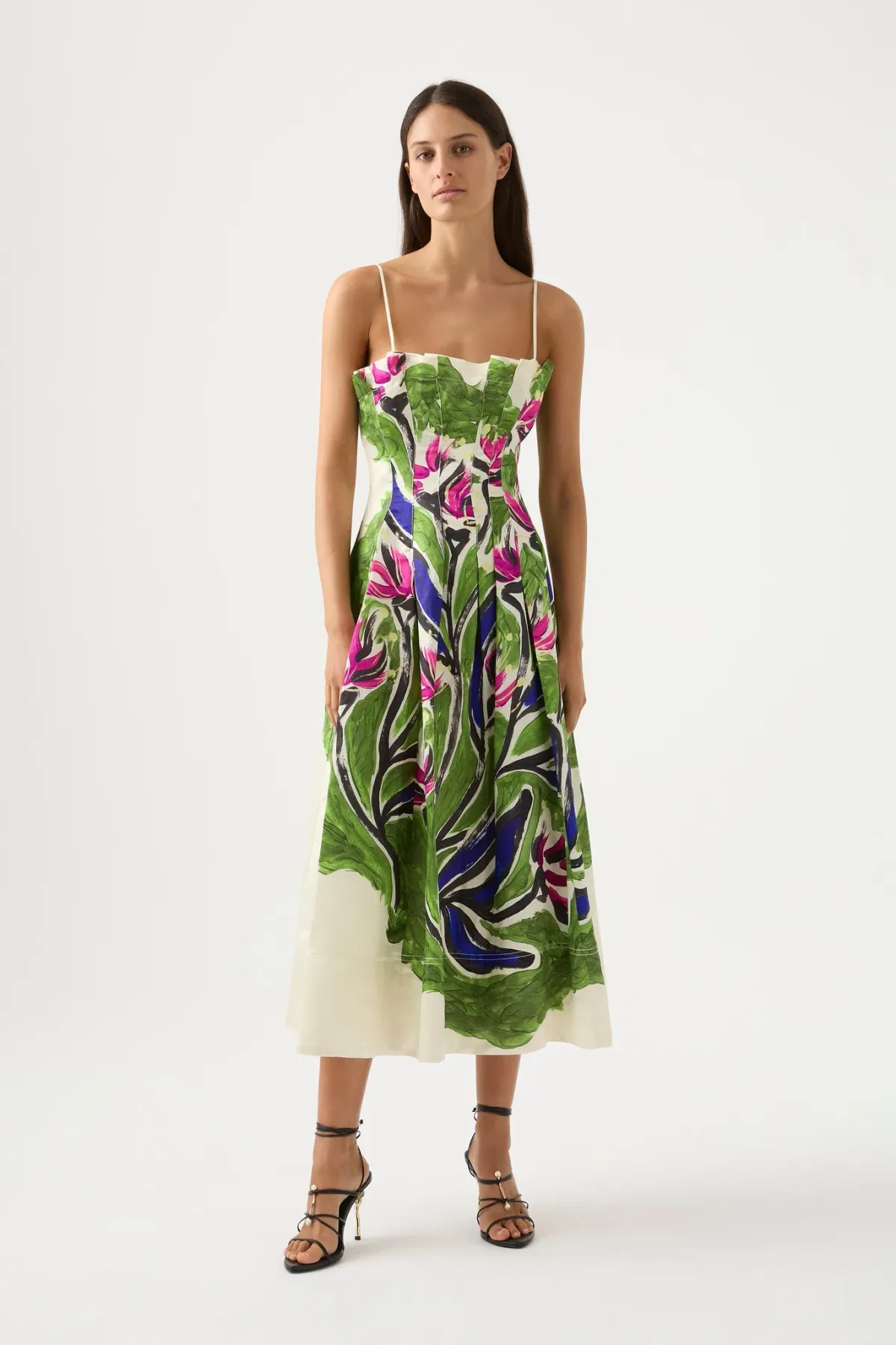 Aje Paradiso Cinched Midi Dress Print Size 8 for rent on The Volte - main image