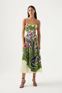 Aje Paradiso Cinched Midi Dress Print Size 8 for rent on The Volte - image 1