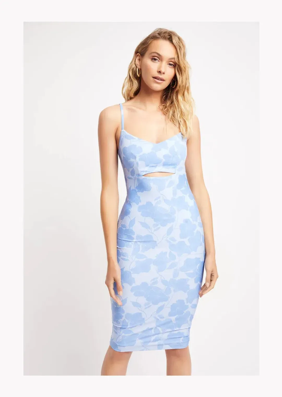 Kookai Turia Midi Dress Blue Floral Size 6 for rent on The Volte - main image