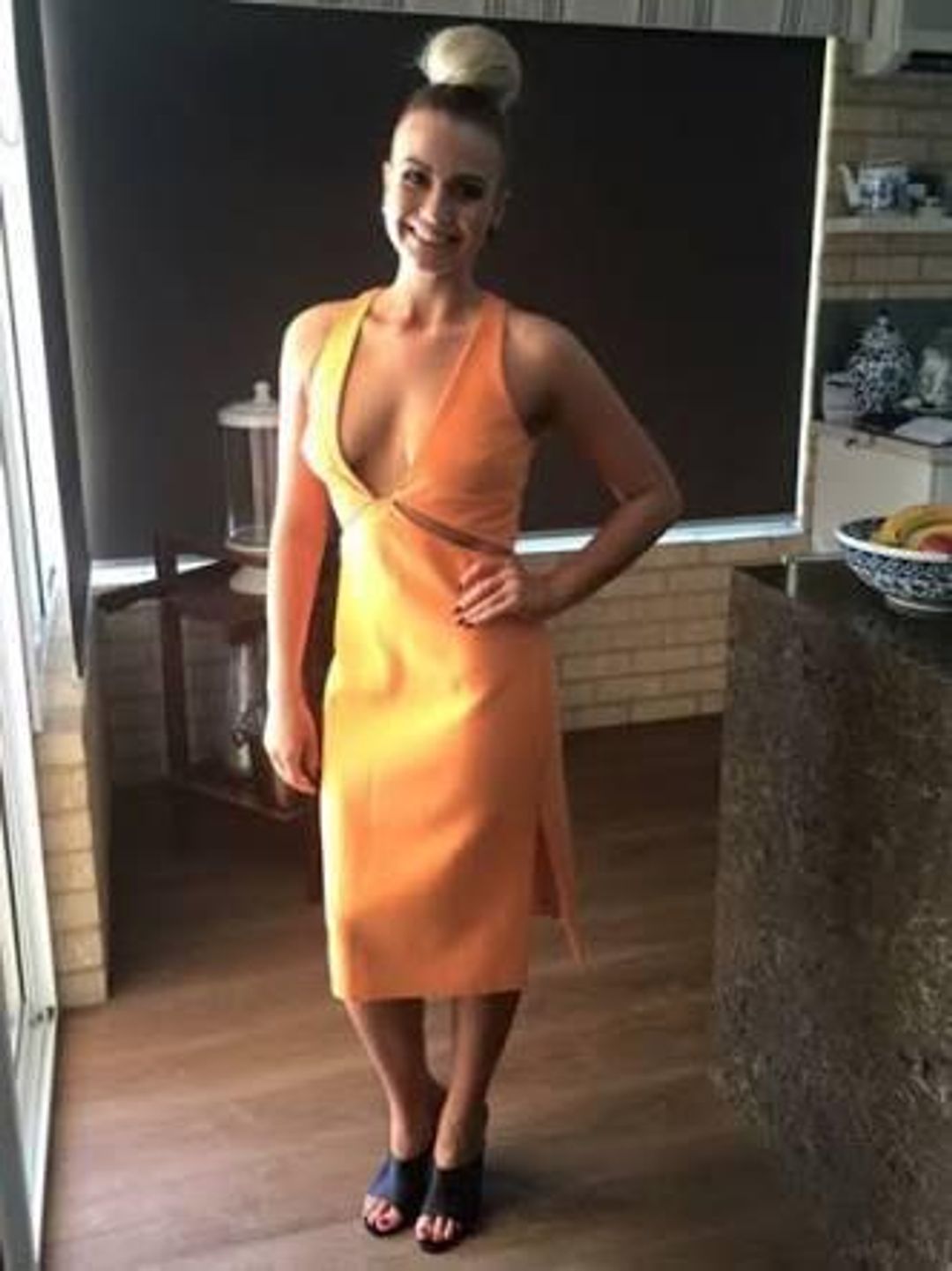 Dion Lee Puncture Dress Orange Size 8 for rent on The Volte - main image