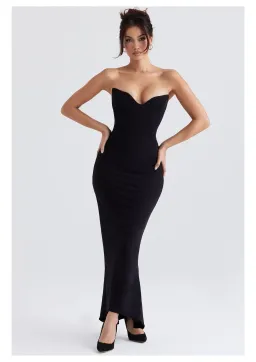 House of CB Sabine Strapless Corset Dress Black Size 10 for rent on The Volte - image 1