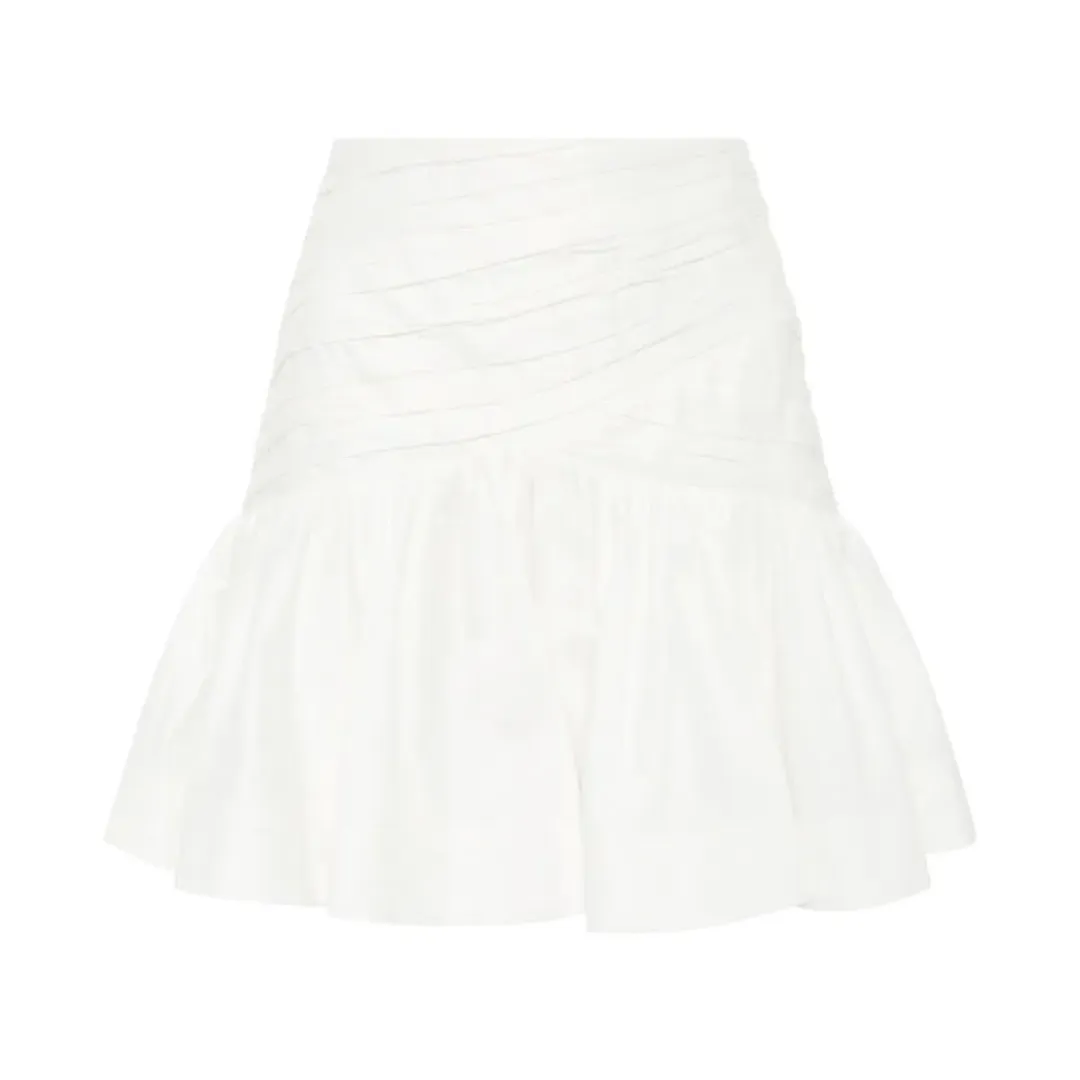 Aje Sunbeam Ruched Bustier and Carrie Mini Skirt Set Ivory Size 4 for rent on The Volte - main image