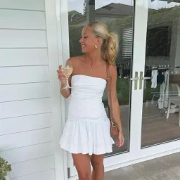 Aje Sunbeam Ruched Bustier and Carrie Mini Skirt Set Ivory Size 4 for rent on The Volte - image 1