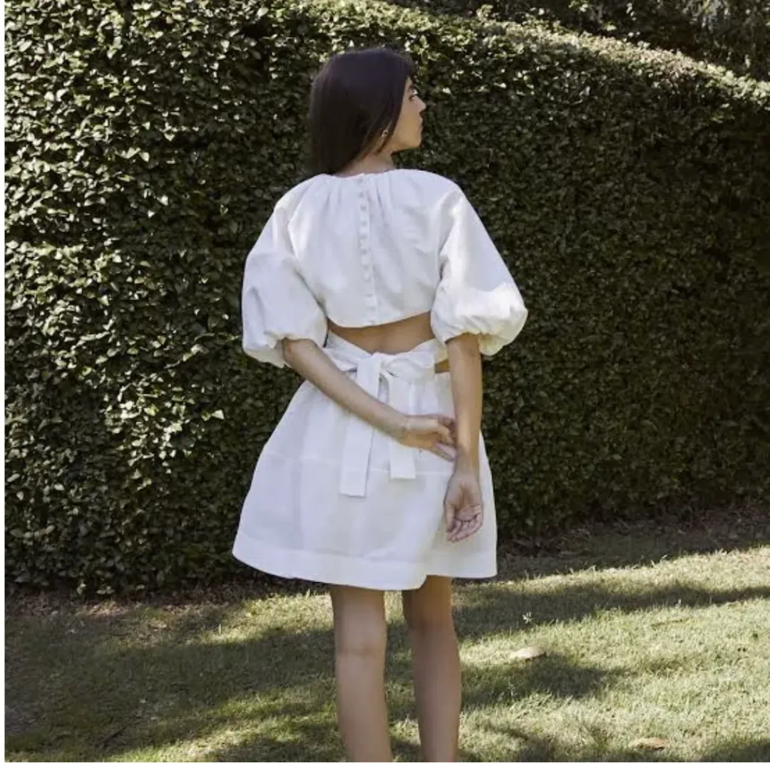 Aje Mimosa Cut Out Mini Dress Ivory Size 12 for rent on The Volte - main image