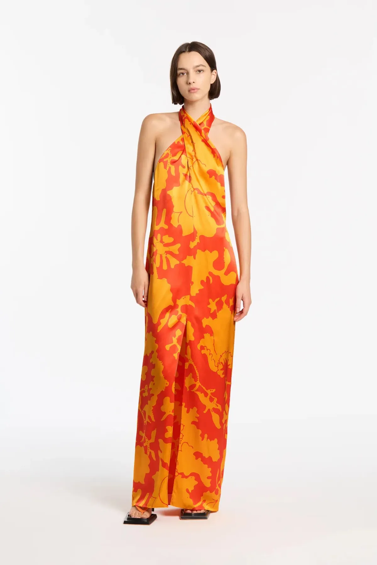 Sir The Label Armel Halter Maxi Dress Orange Size 1 /Au 8 - Image 1