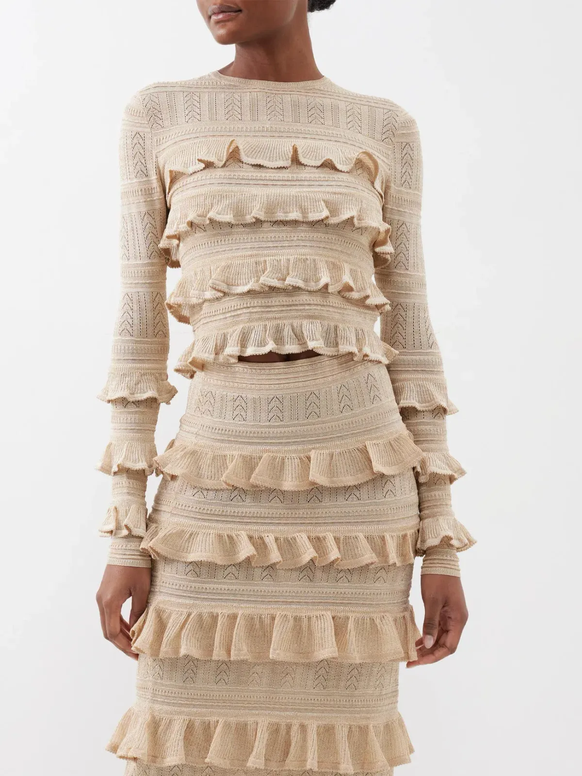 Zimmermann Matchmaker Ruffle Top Gold Lurex Size 0P / AU 6 - Image 2