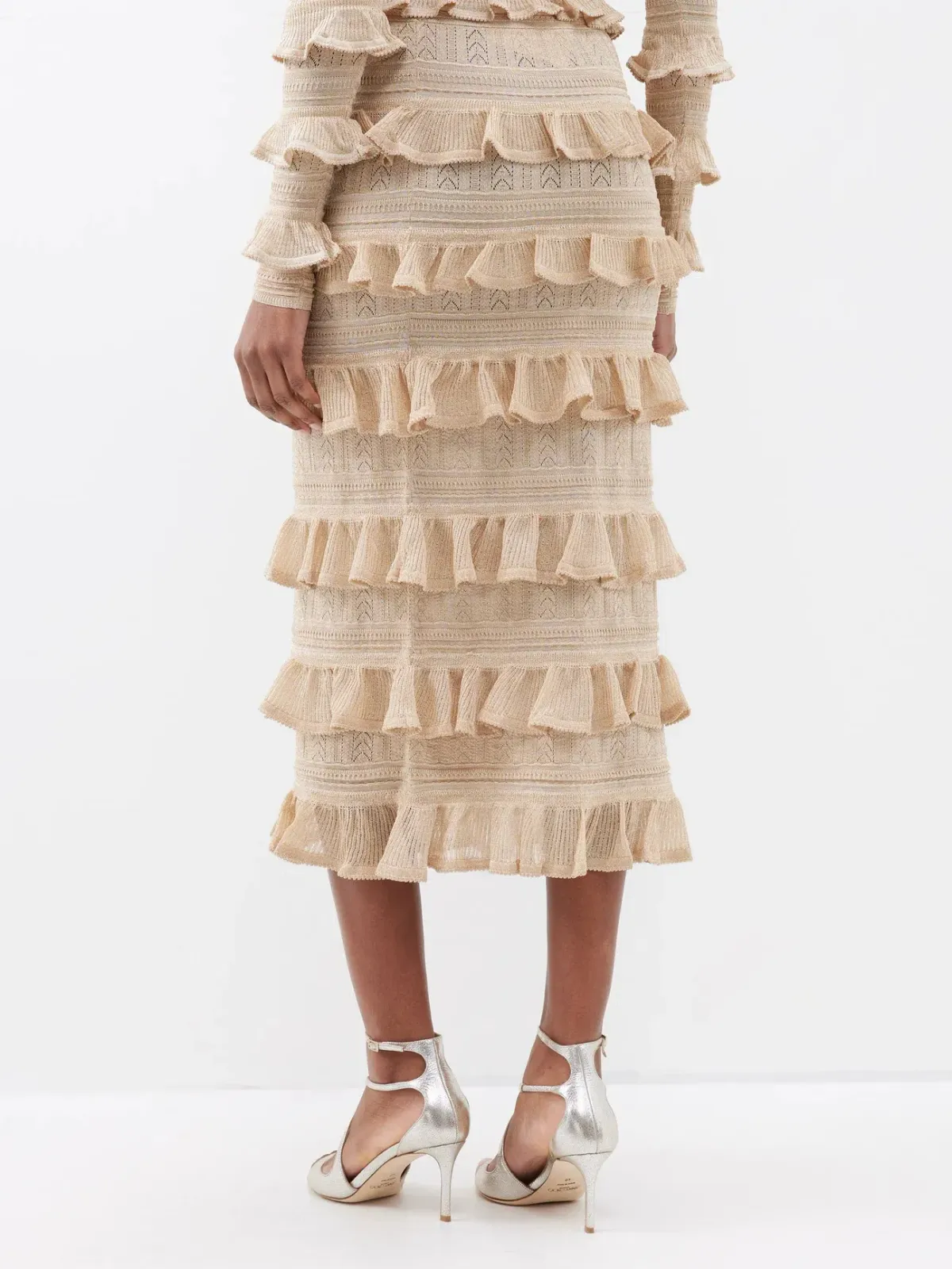Zimmermann Matchmaker Ruffle Skirt Gold Lurex Size 0P / AU 6 - Image 2