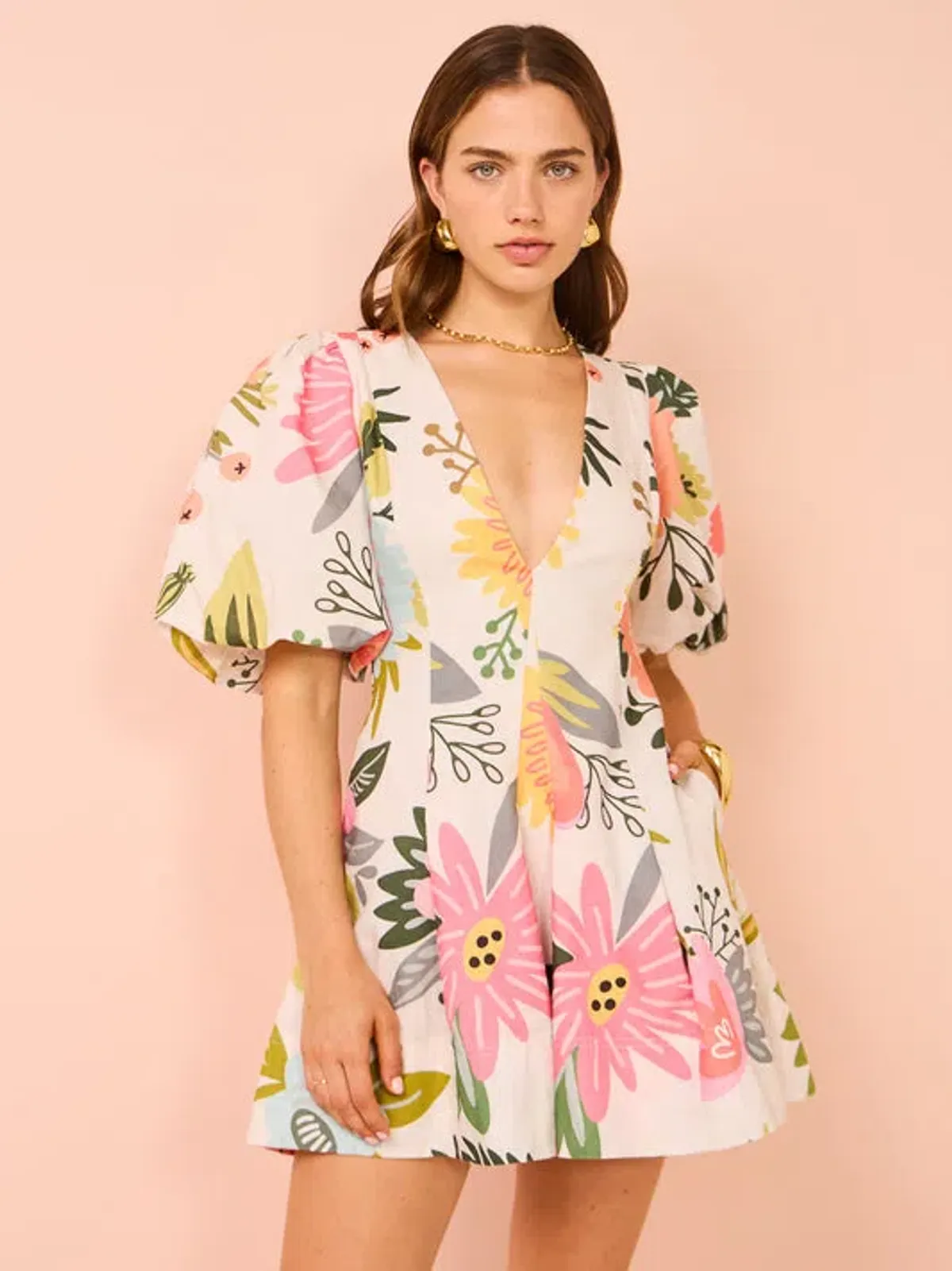 By Nicola Wavy Mini Dress In Potpourri Size 10 for rent on The Volte - main image