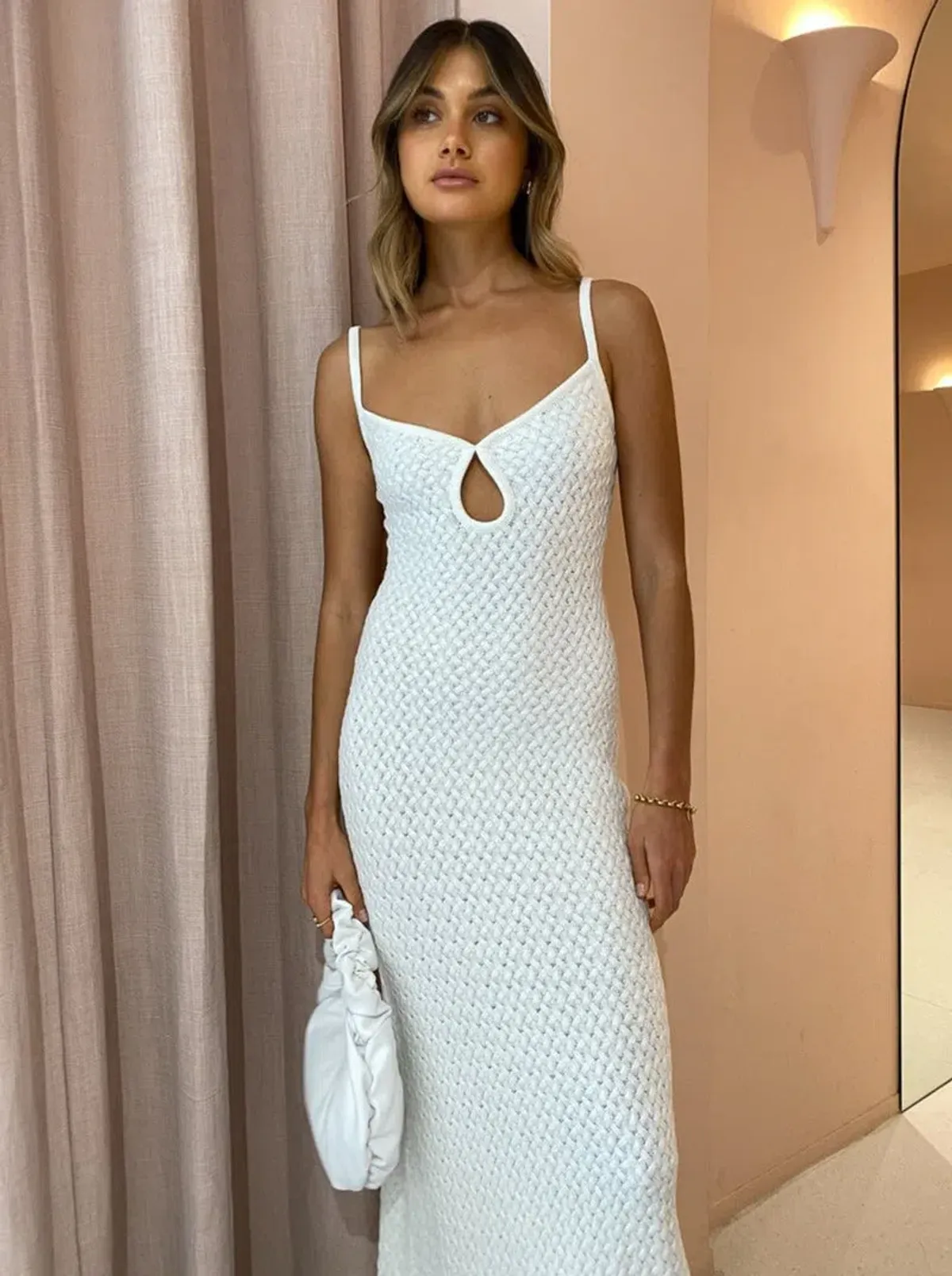 Bec & Bridge Effie Knit Key Maxi Dress Ivory Size 8 - Image 2