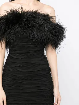 Rachel Gilbert Zion Feather Trim Ruched Gown Black Size 10 for rent on The Volte - image 2