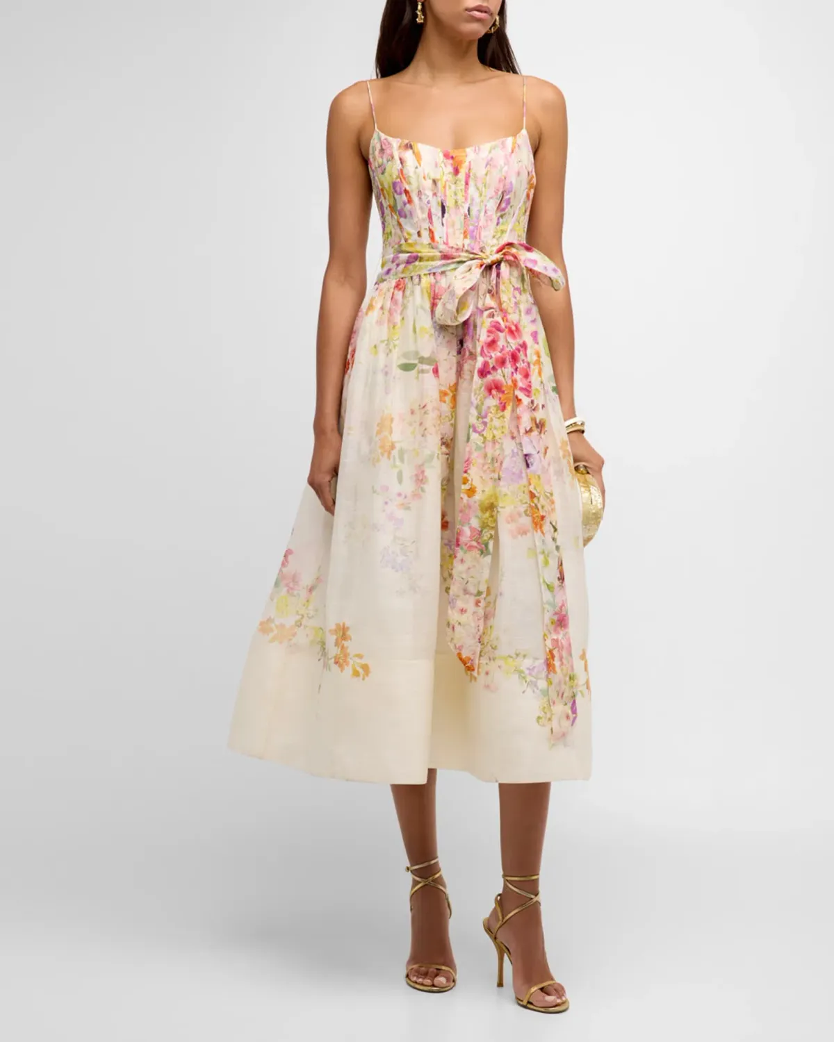 Zimmermann Natura Corset Midi Dress Kaleidoscope Garden Floral Size 1 / AU 10 - Image 1