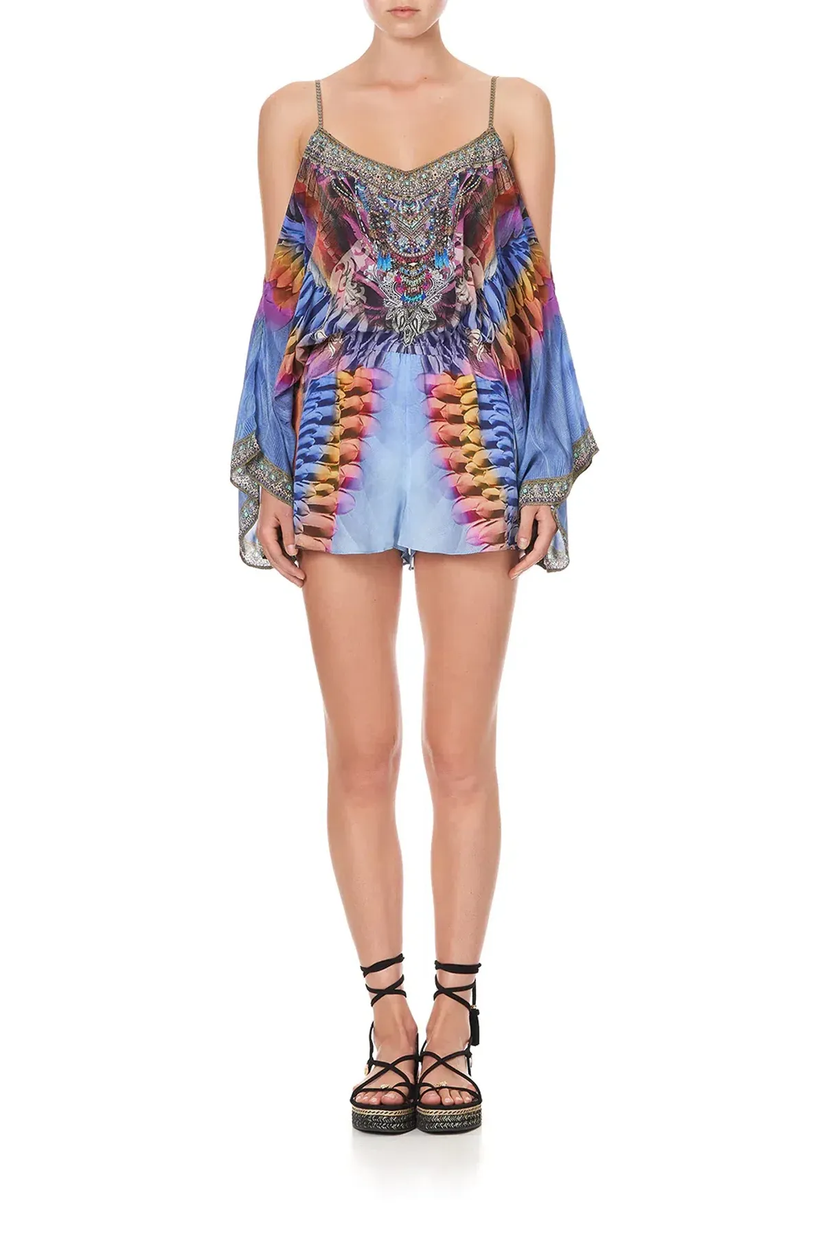 Camilla Franks Drop Shoulder Playsuit Love On The Wing Print Size M /AU 12 - Image 1