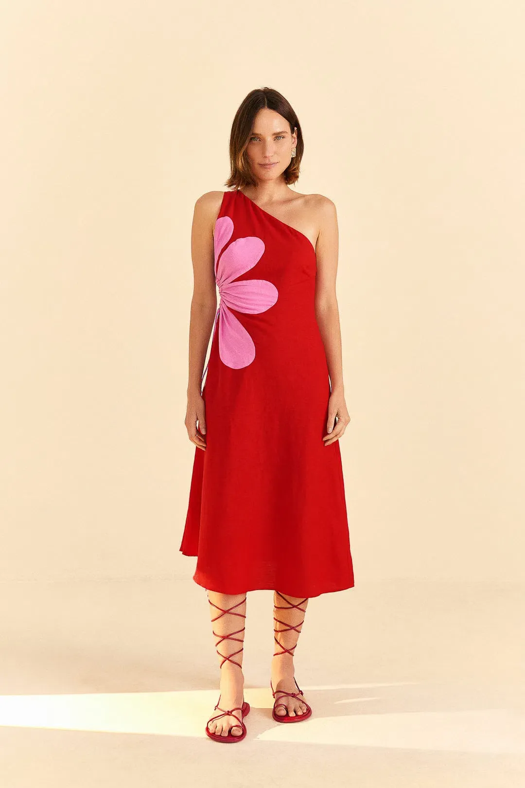 Farm Rio Red Cut-Out Flower Dress Floral Size 6 for rent on The Volte - main image