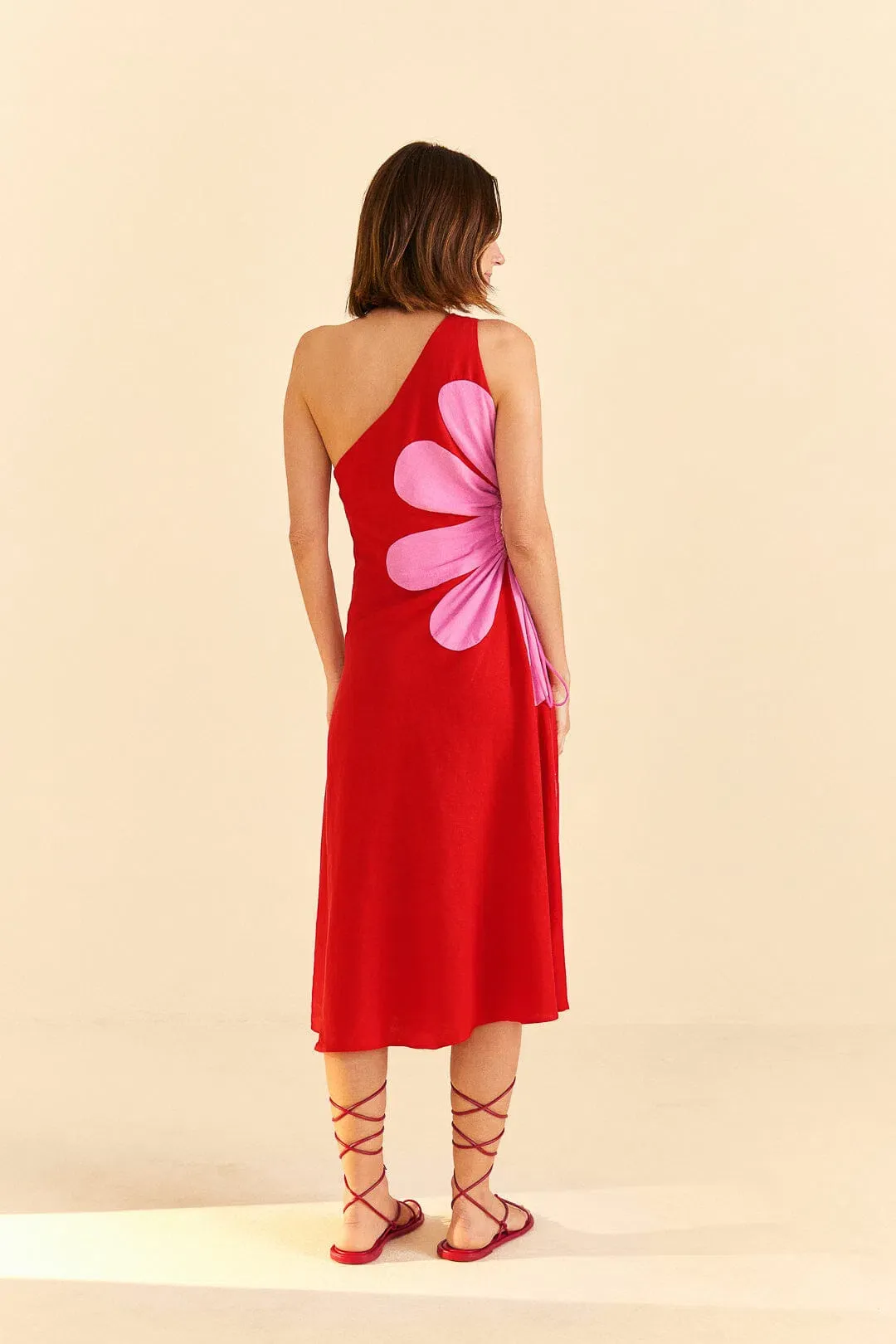 Farm Rio Red Cut-Out Flower Dress Floral Size 6 for rent on The Volte - main image