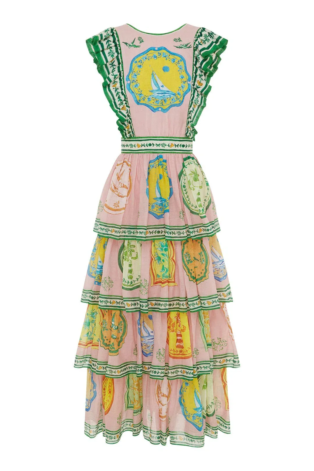 Alemais Porcelain Frill Midi Dress In Pink Size 10 for rent on The Volte - main image
