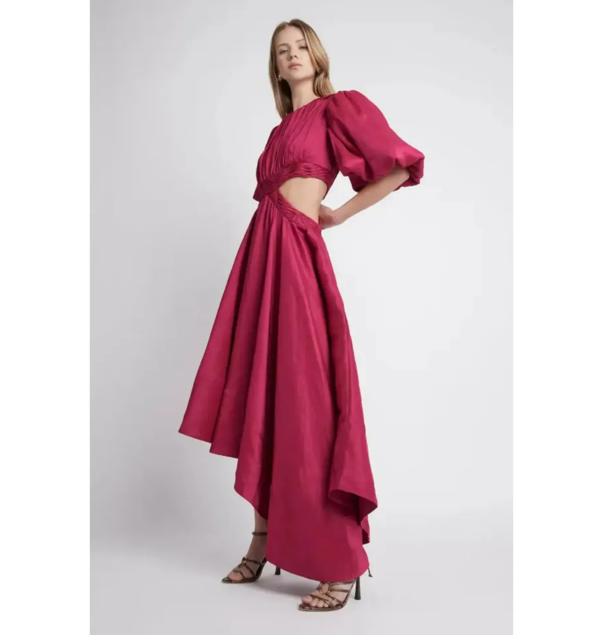 Aje Tidel Tucket Cut Out Midi Dress Pink Size AU 8 - Image 3