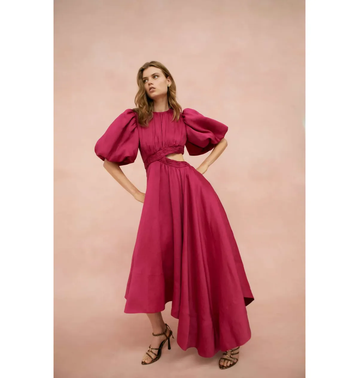 Aje Tidel Tucket Cut Out Midi Dress Pink Size AU 8 - Image 4