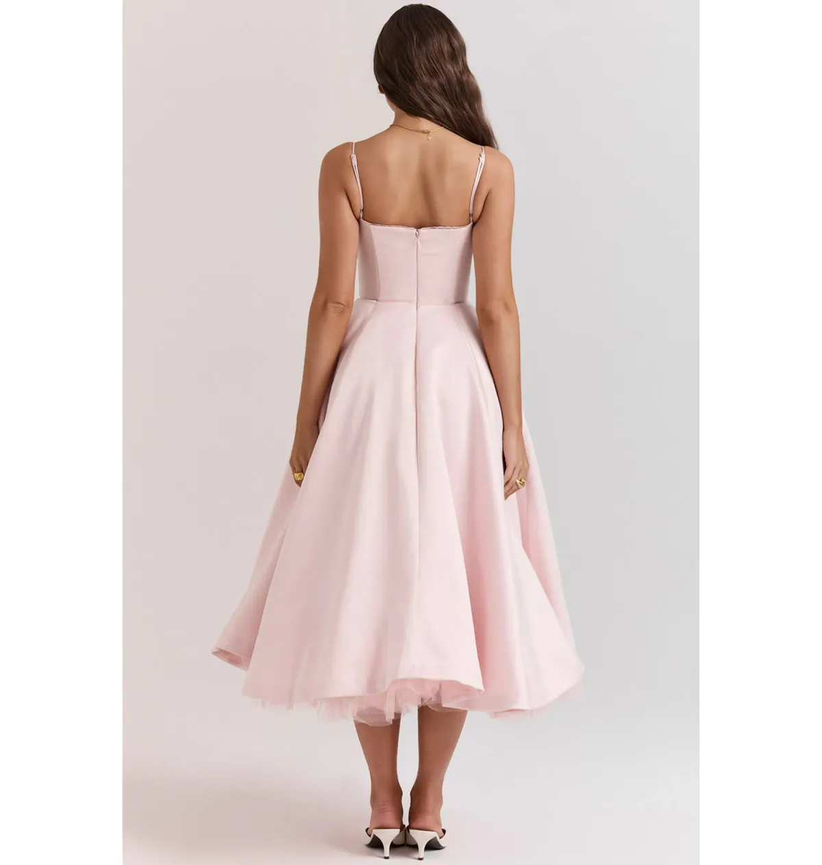 House of CB Mademoiselle Midi Dress Ballerina Pink Size AU 8 - Image 4