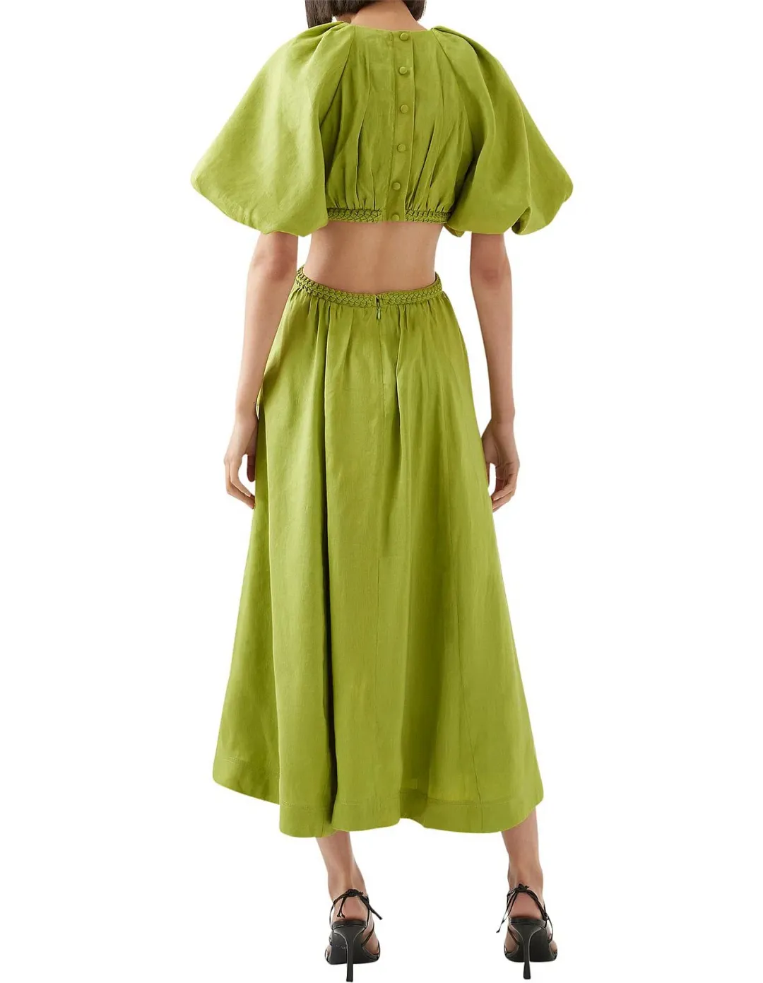Aje Capucine Puff Sleeve Midi Dress Verdant Green Size M / AU 10 for rent on The Volte - main image