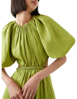 Aje Capucine Puff Sleeve Midi Dress Verdant Green Size M / AU 10 for rent on The Volte - image 3