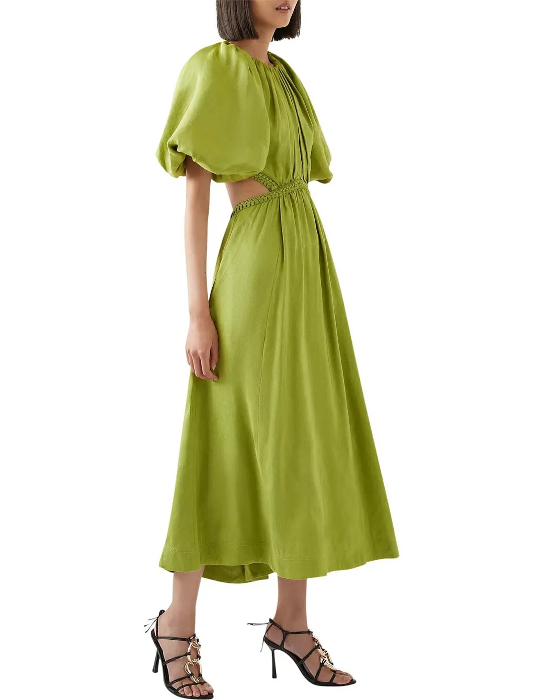Aje Capucine Puff Sleeve Midi Dress Verdant Green Size M / AU 10 for rent on The Volte - main image