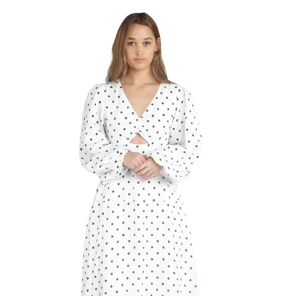 Aje Liberation Blouson Midi Dress Cream and Black Dot Size M / AU 10 for rent on The Volte - main image
