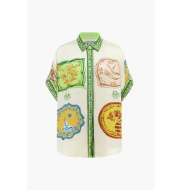 Alemais Porcelain Silk Shirt and Short Set Print Size AU 10 for rent on The Volte - image 5