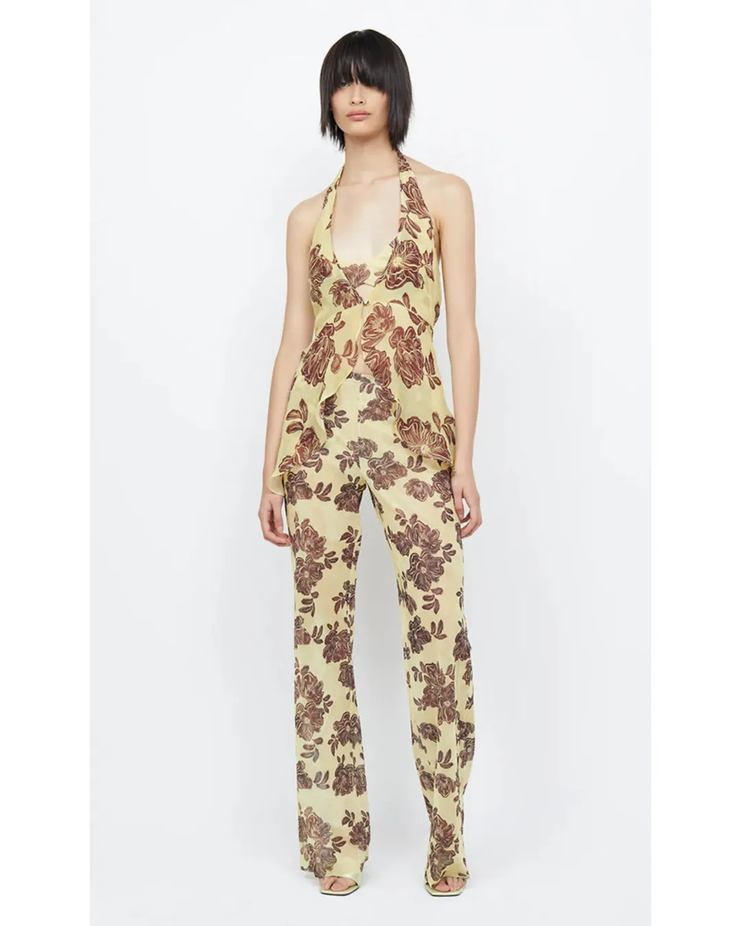 Bec & Bridge Malibu Halter Top Citrus Plum Floral Size S / AU 8 for rent on The Volte - main image