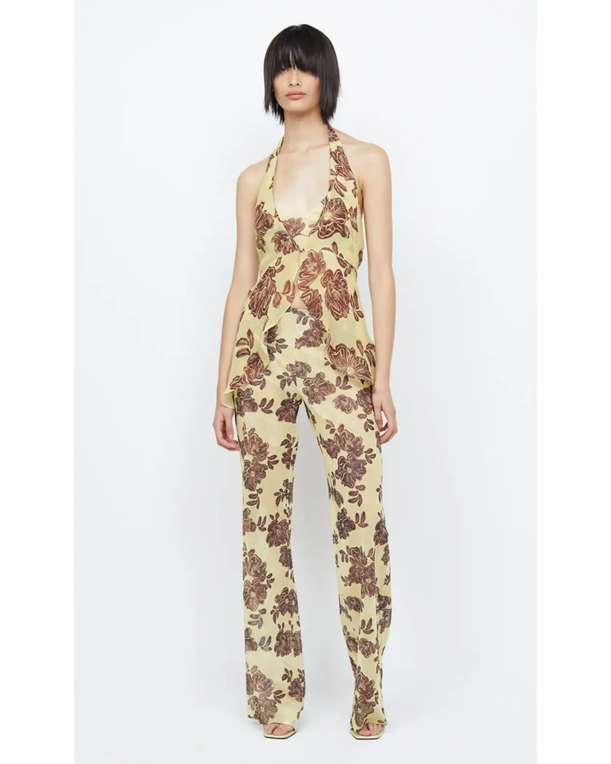 Bec & Bridge Malibu Halter Top Citrus Plum Floral Size S / AU 8 for rent on The Volte - main image