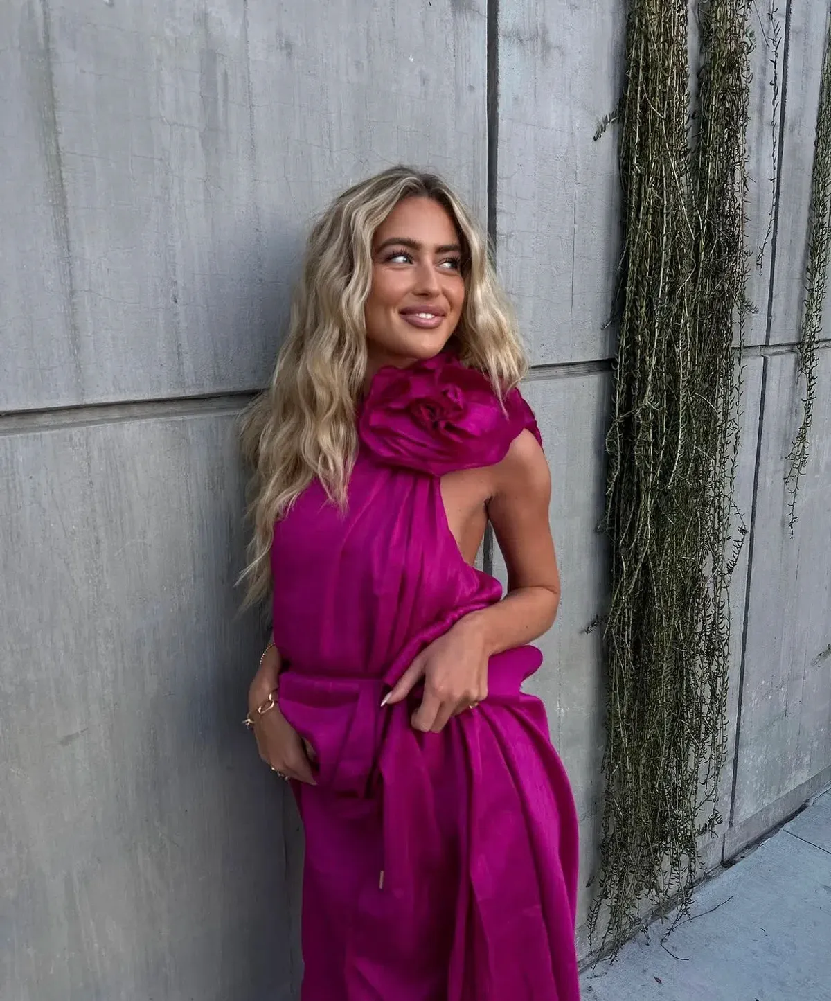 Aje Quintessa Flower Midi Dress in Deep MAgenta Size AU 14 - Image 2
